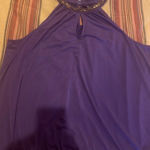 Purple w/ brown beading high neck shirt